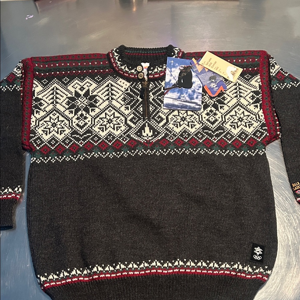 Dale of Norway Black and Red Nordic Crewneck Sweater